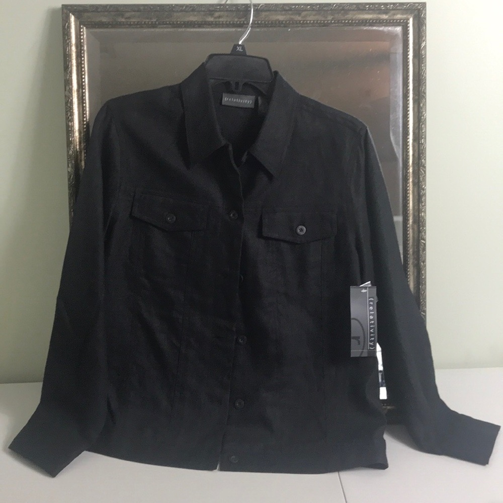 NWT Relativity 100% linen black jacket unl…